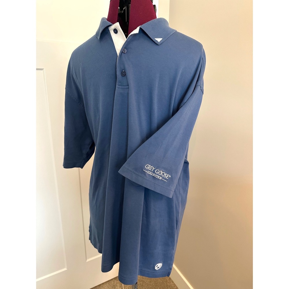 Ahead Authentics Grey Goose Collection Blue Cotton Polo Shirt Mens XXL